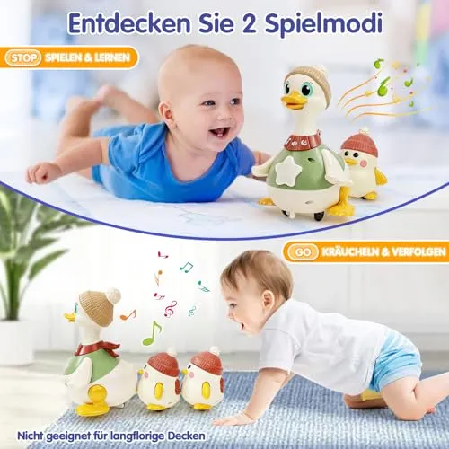 HOLA Dancing Duck Krabbelspielzeug mit Licht und Musik