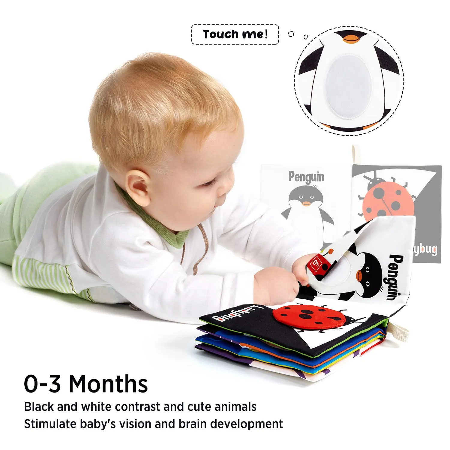 Beiens Stoffbuch Knisterbuch Baby schwarz-weiß