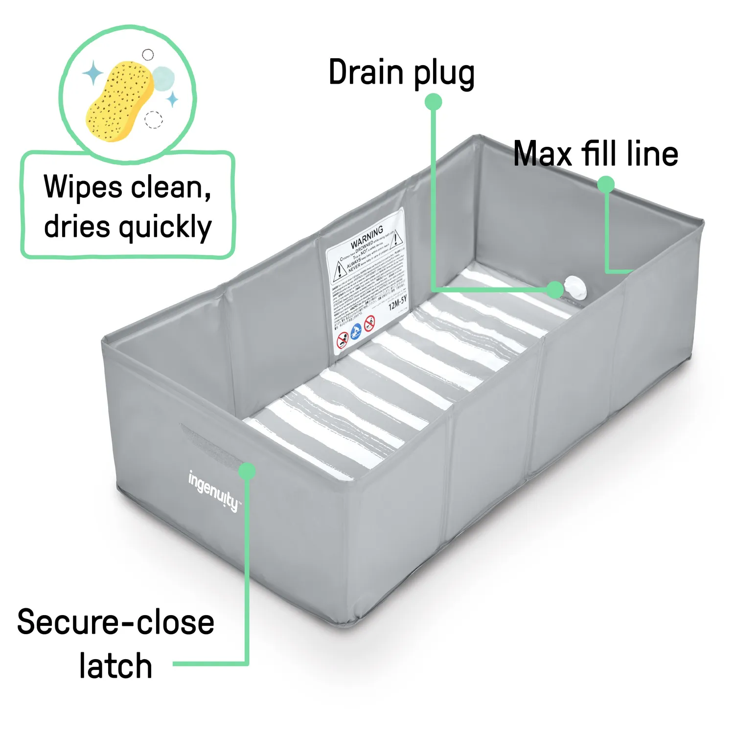 Ingenuity Tuckaway Toddler Tub Badewanne faltbar grau 12M-5J