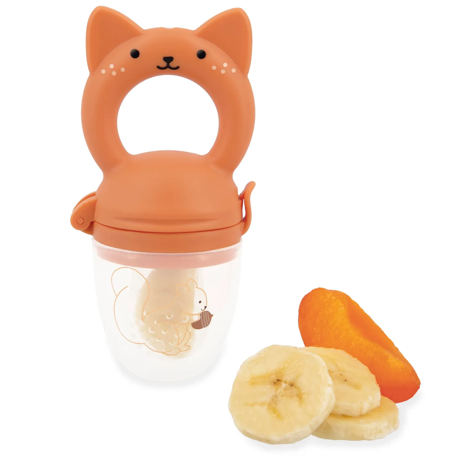 Kaloo Grignoti Eichhörnchen Fruchtsauger mit Lätzchen 6M+