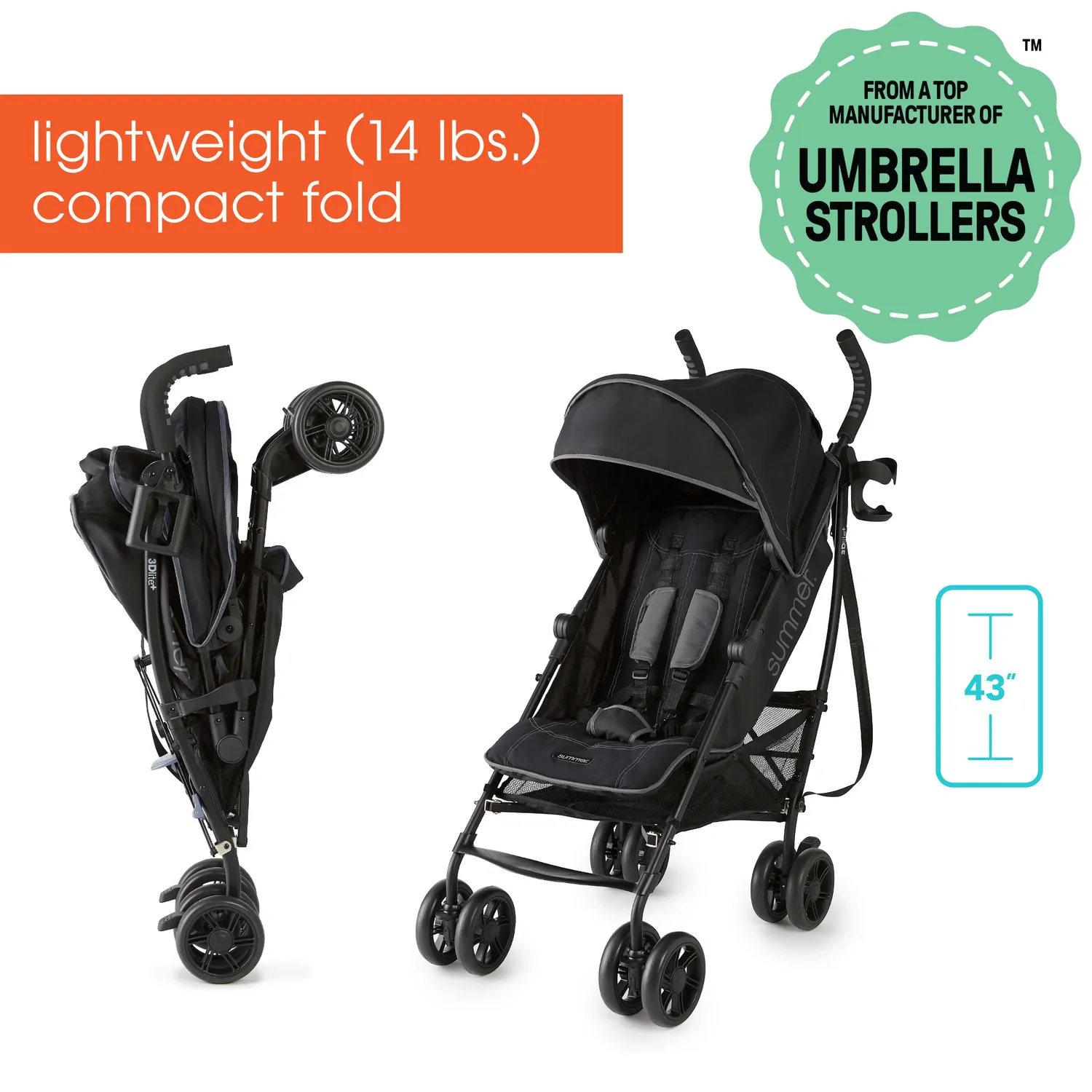 Summer by Ingenuity 3Dlite+ Buggy 6-60 Monate Schwarz