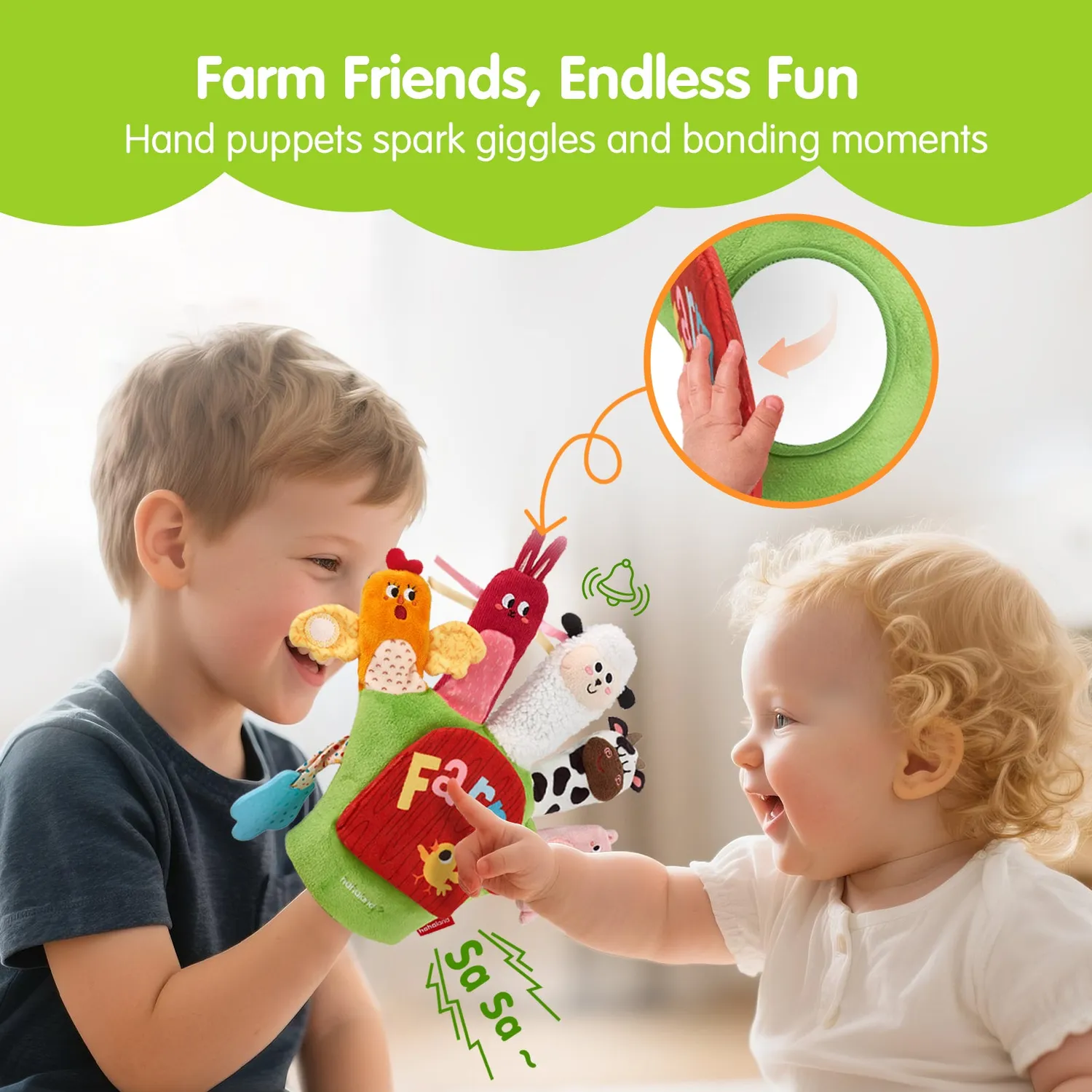 hahaland Farm Handpuppen Set Bauernhof 6-teilig