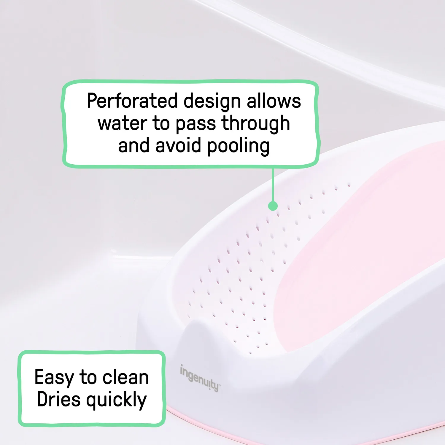 Ingenuity Easy Rinse Baby Badehilfe Pink rutschfest