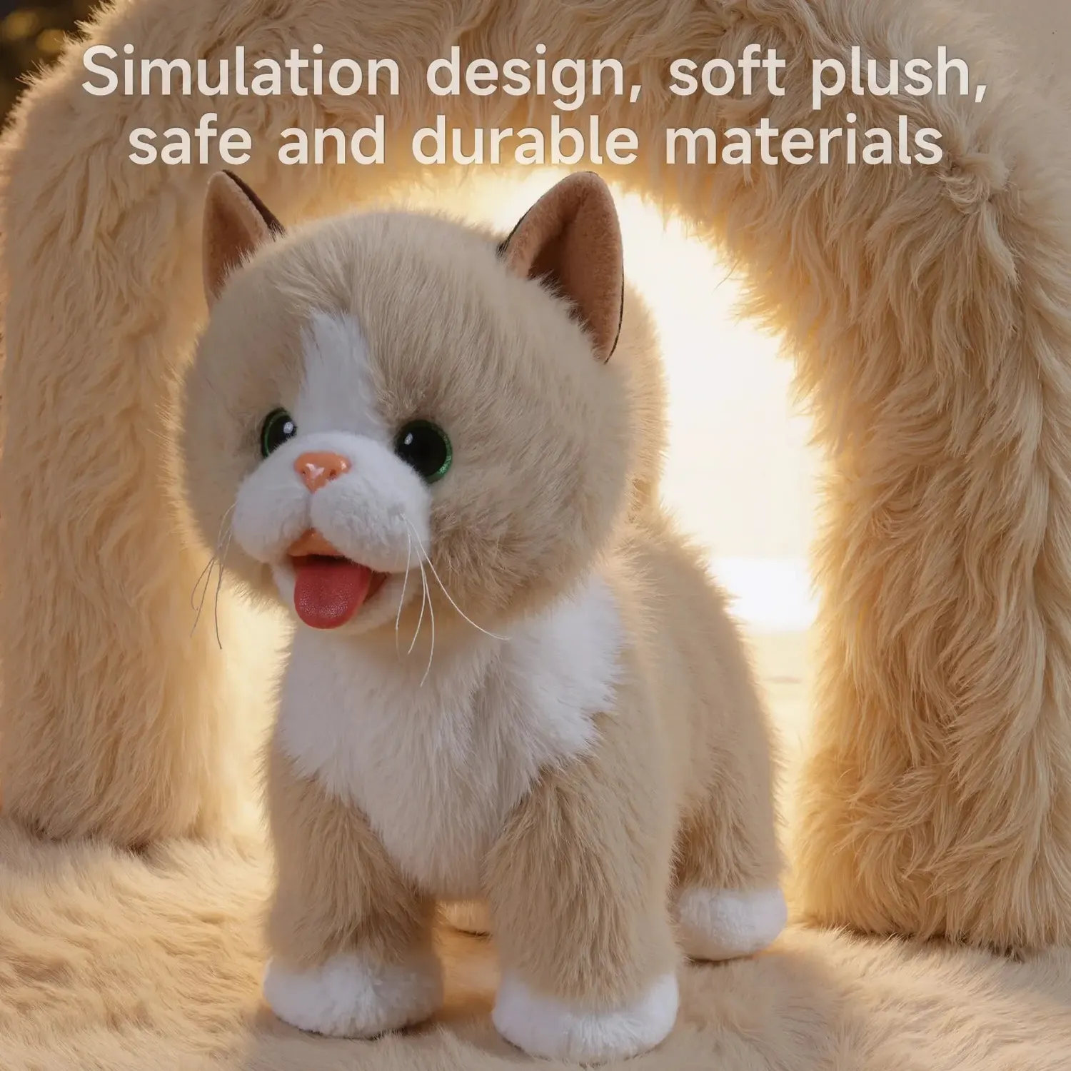 TUMAMA Interaktive Katze Plüsch Spielzeugkatze mit Futter-Set