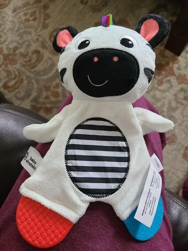 Baby Einstein Zen the Zebra Plüsch-Beißring schwarz-weiß