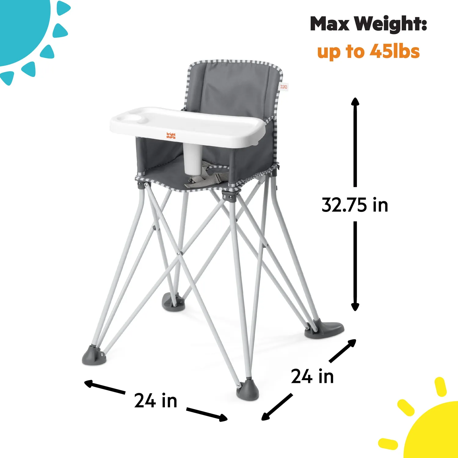 Bright Starts Pop N Dine Hochstuhl tragbar grau