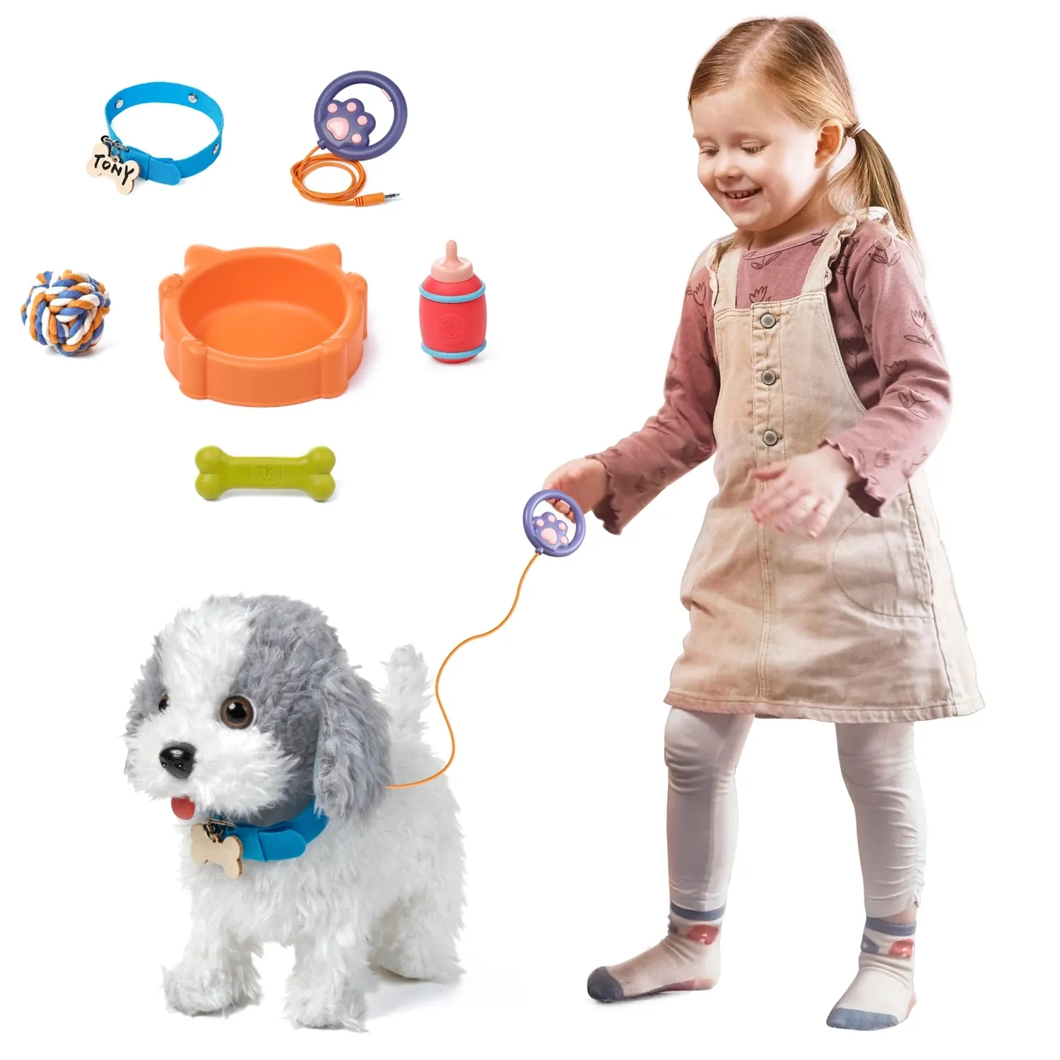 TUMAMA TM380 Plüschhund läuft bellt mit Leine