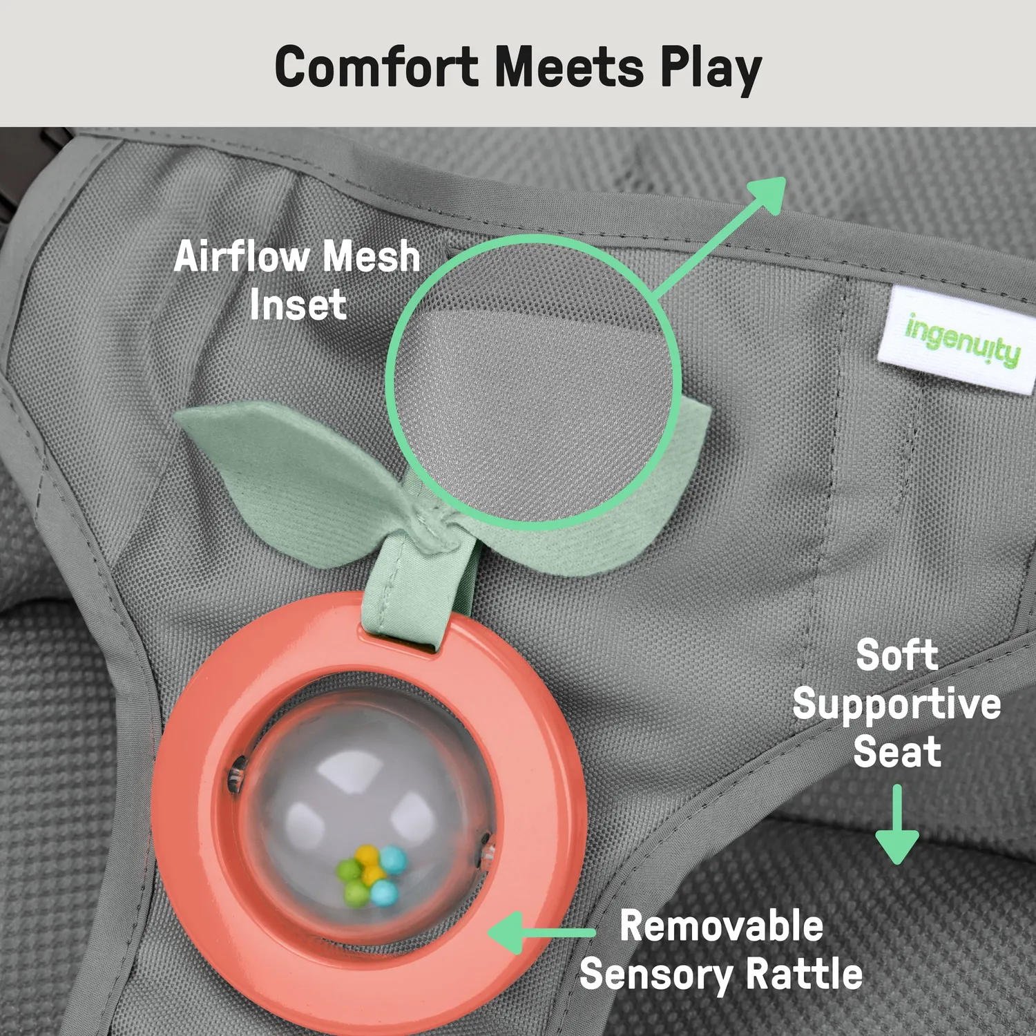 Ingenuity Stow & Go Babywippe Grau faltbar mit Vibration