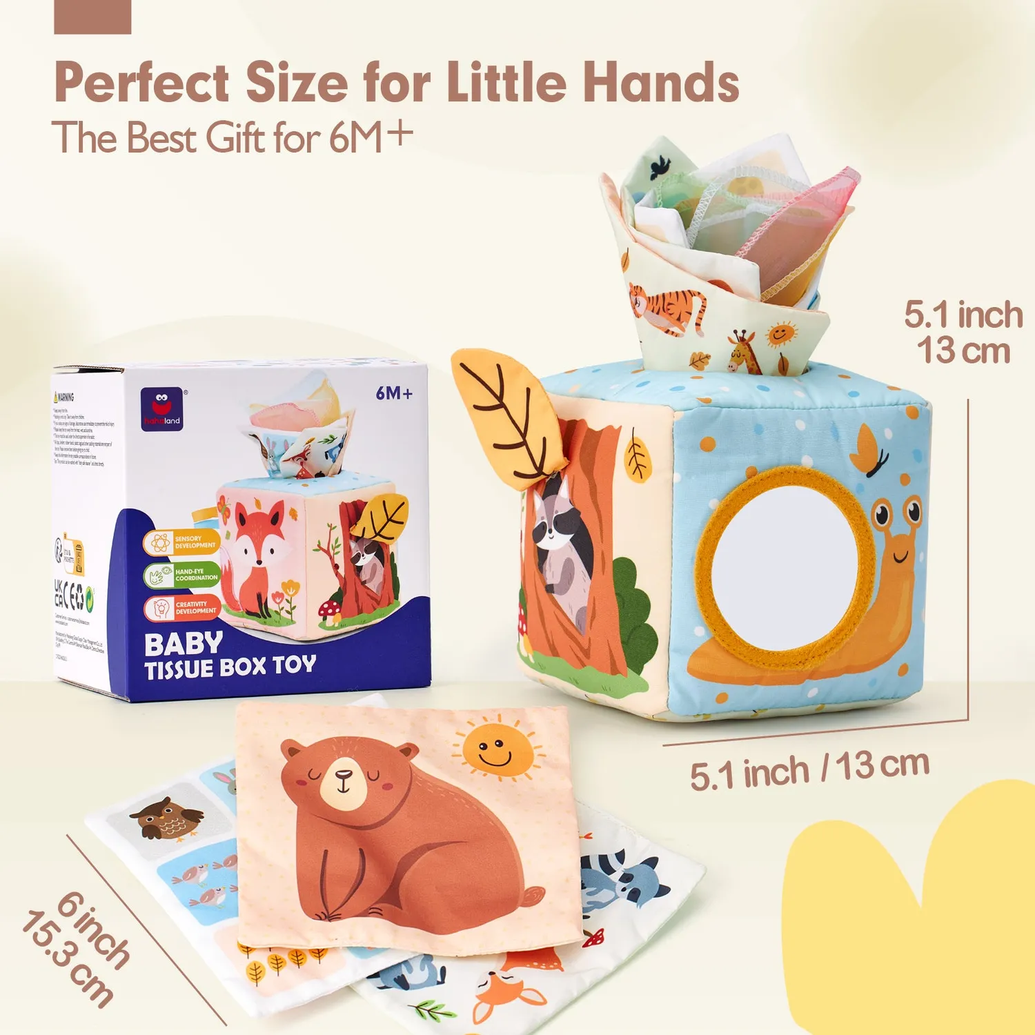 hahaland Taschentuchbox Baby Sensorik Spielzeug mit Tüchern