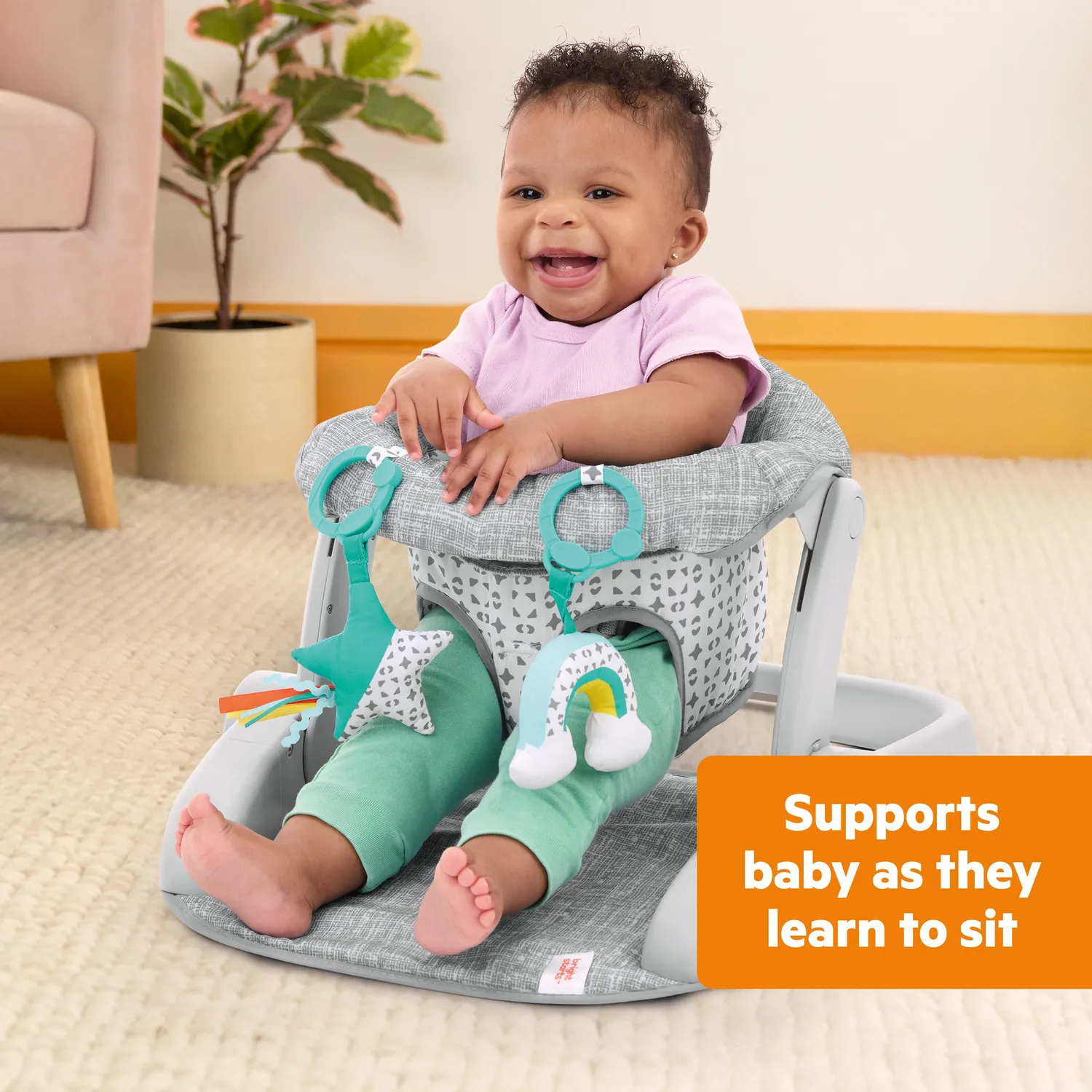 Bright Starts Learn-to-Sit Bodensitz 2 Positionen grau 4-12 Monate