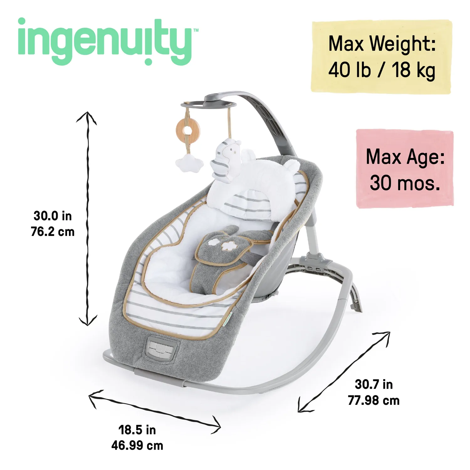 Ingenuity Boutique Rocking Seat Bella Teddy Babywippe Plüsch