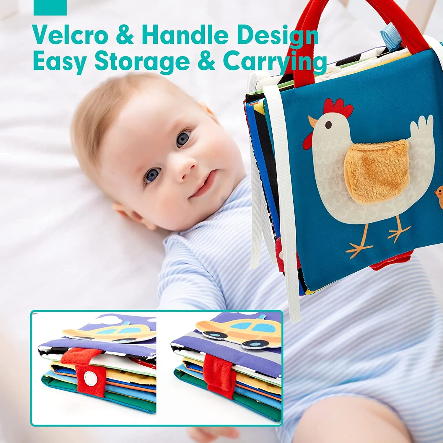 hahaland High Contrast Stoffbuch Tummy Time Schwarz-Weiß