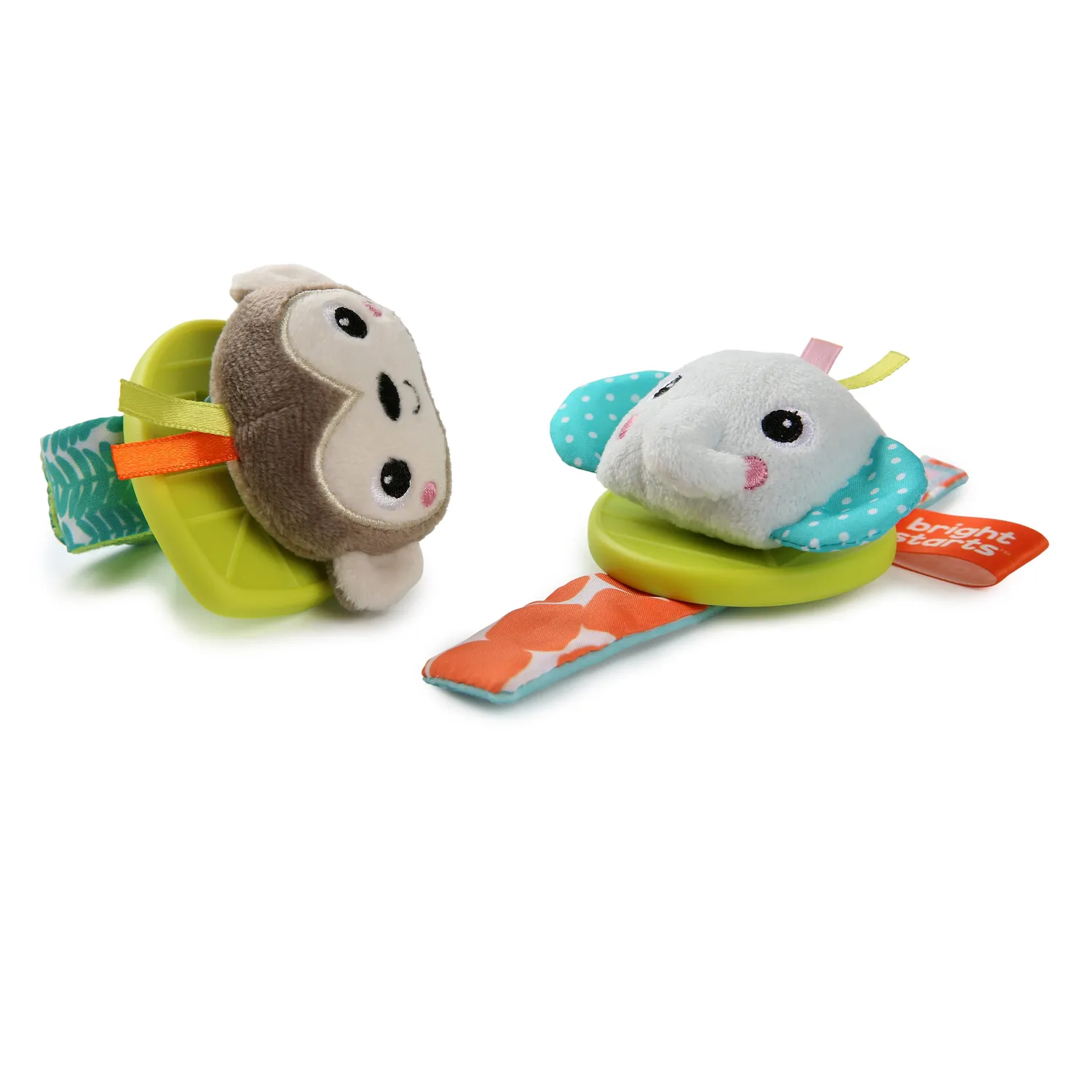 Bright Starts Rattle & Teethe Rassel 2er-Set Affe Elefant