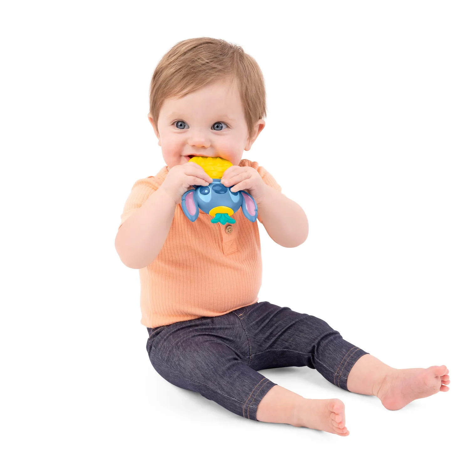 Disney Baby Stitch Tropical Beissring Rassel Ananas strukturiert