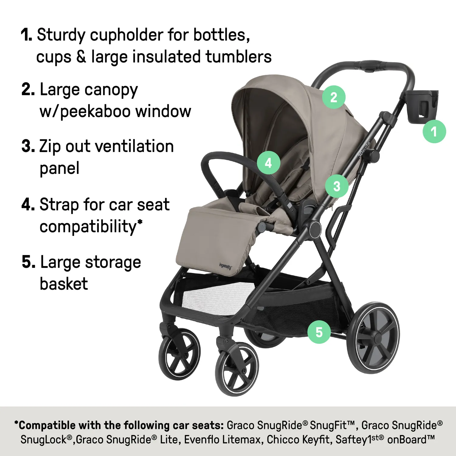 Ingenuity 3DSuite Cashew Kinderwagen modular wendbar