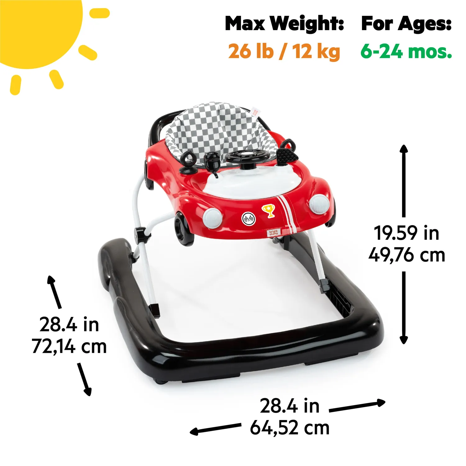 Bright Starts Little Speedster Red Racer Lauflernwagen 3in1