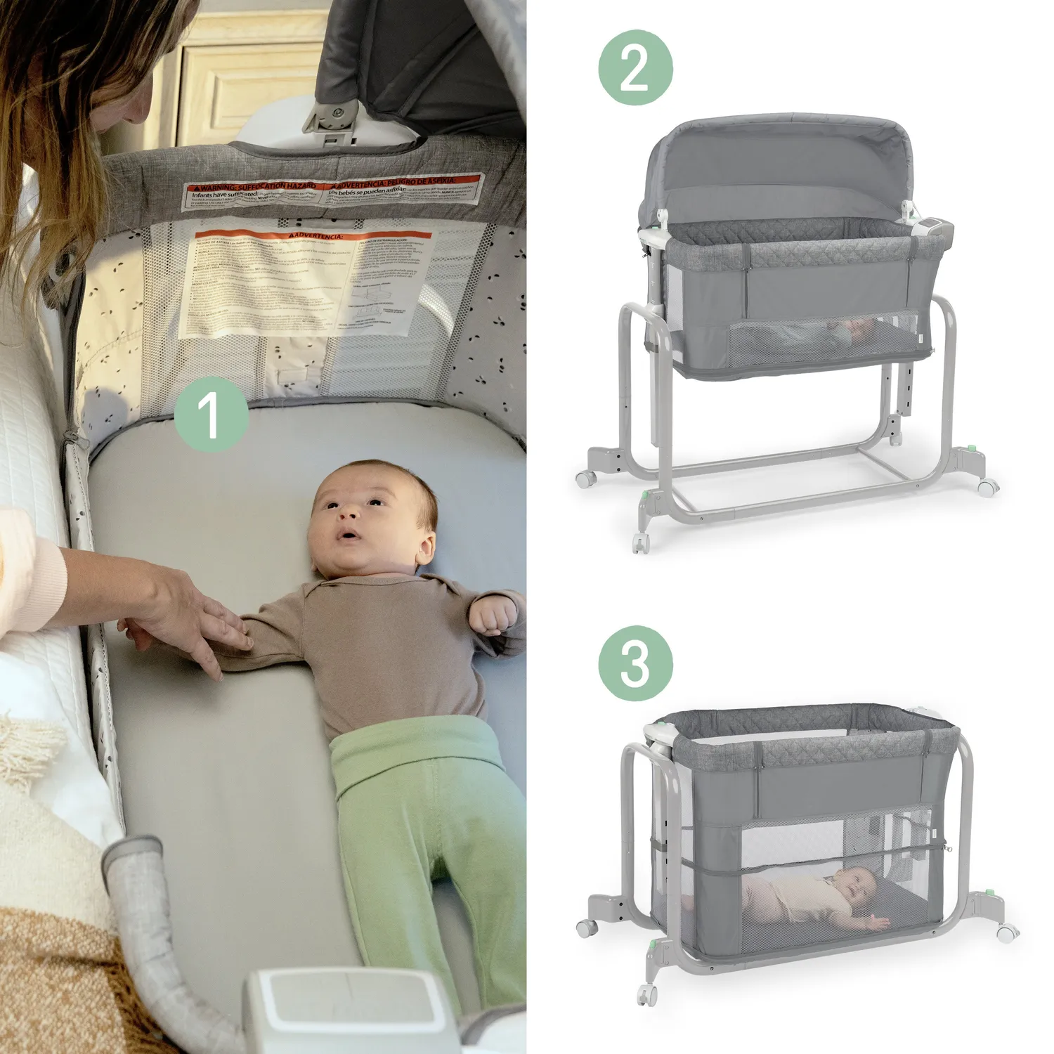 Ingenuity Dream Hero Starlight Beistellbett 3-in-1 grau