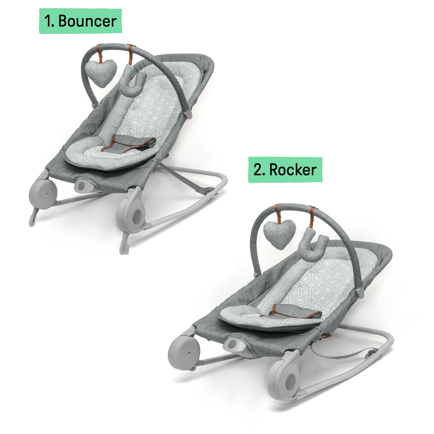 Summer by Ingenuity 2-in-1 Bouncer Rocker Wippe Grau Vibration