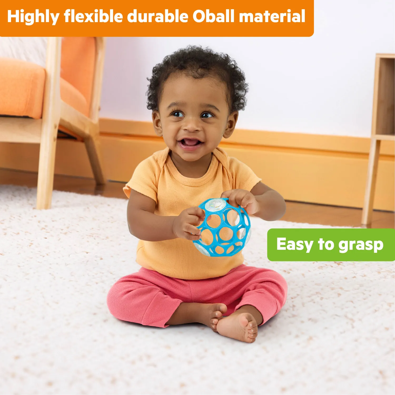Bright Starts Oball Rassel Baby Blau 10 cm