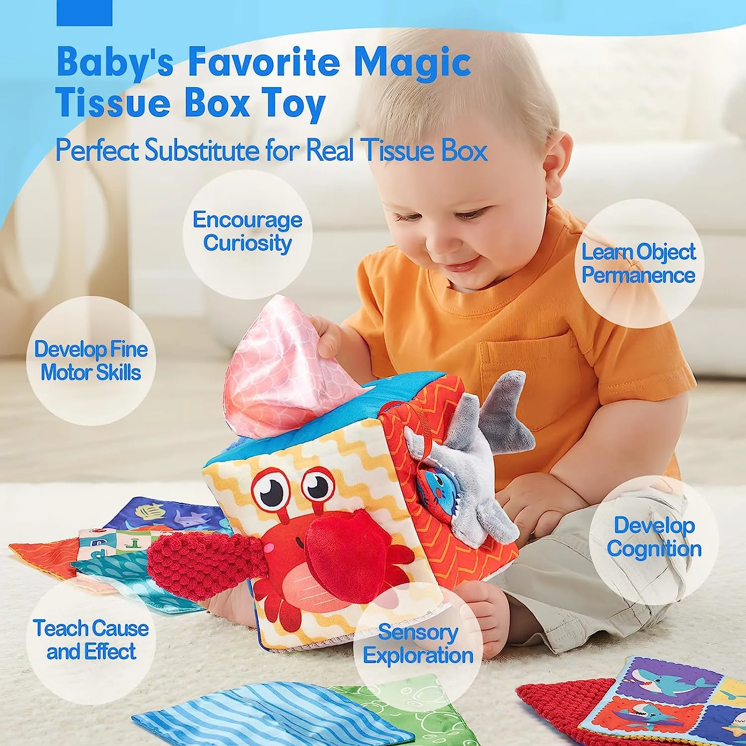 hahaland Montessori Tissue Box Marine Tücherbox-Spielzeug sensorisch