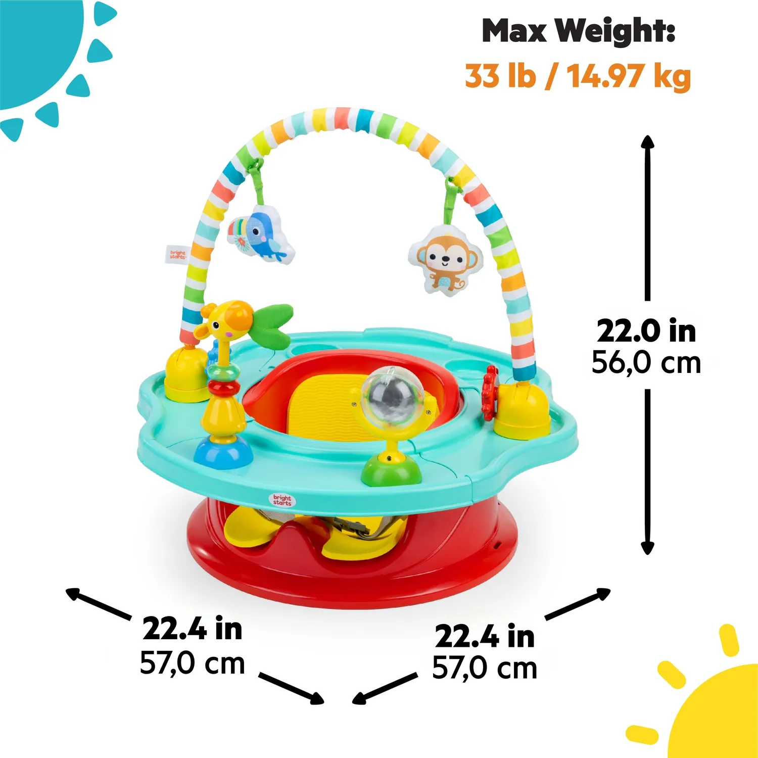 Bright Starts Playful Paradise SuperSeat 3-in-1 Babysitz mit Tablett