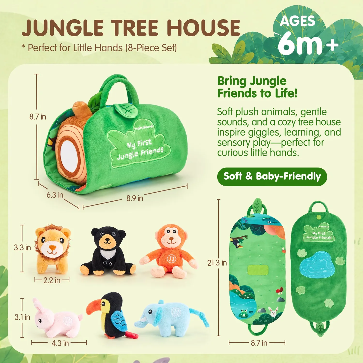 hahaland My First Plush Jungle Kuscheltier-Set 8-tlg