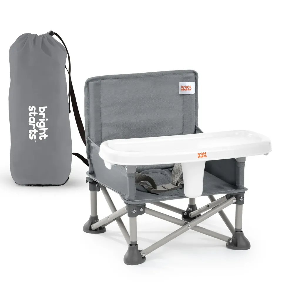 Bright Starts Pop 'N Sit Boostersitz Grau 3-in-1 faltbar