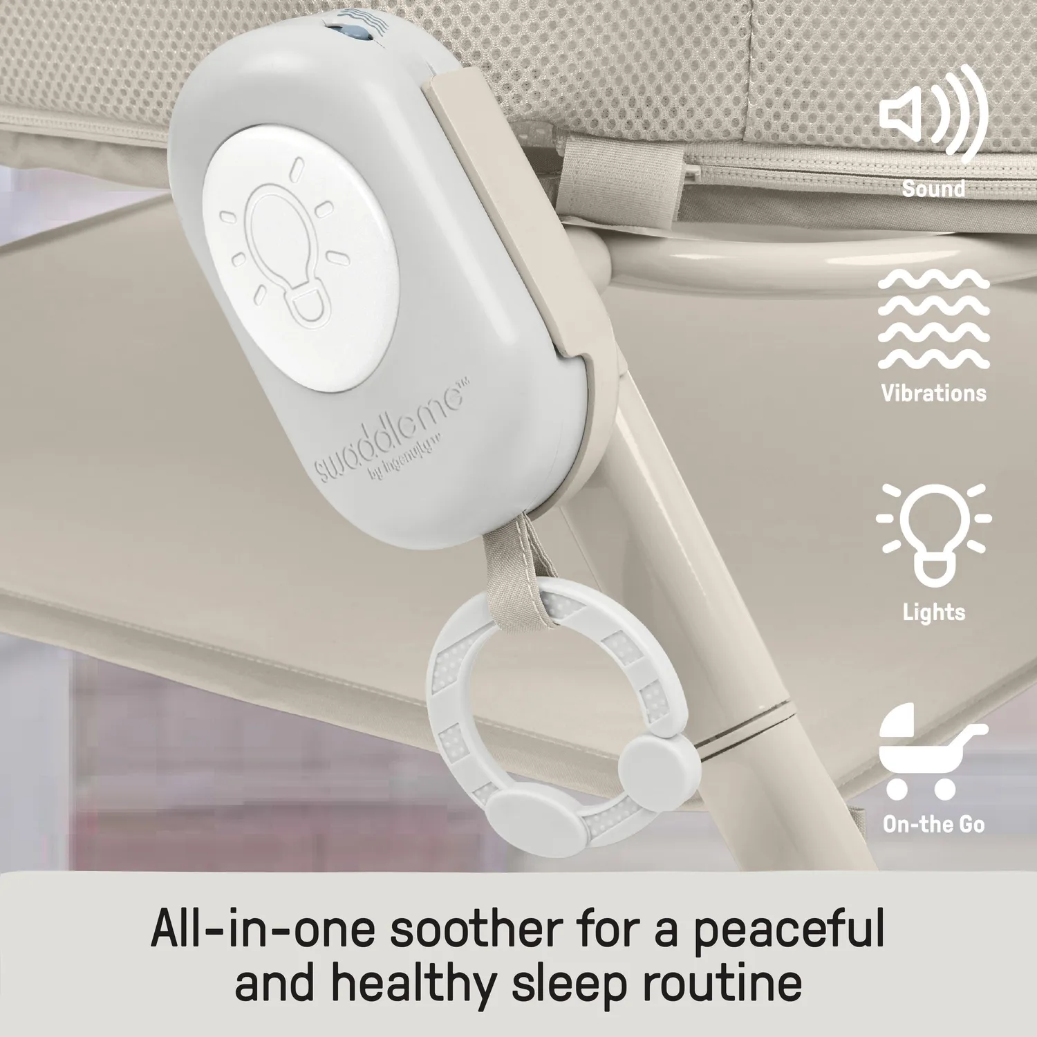Ingenuity Snooze & Stow Easy-Folding Babybett Sand mit Sound
