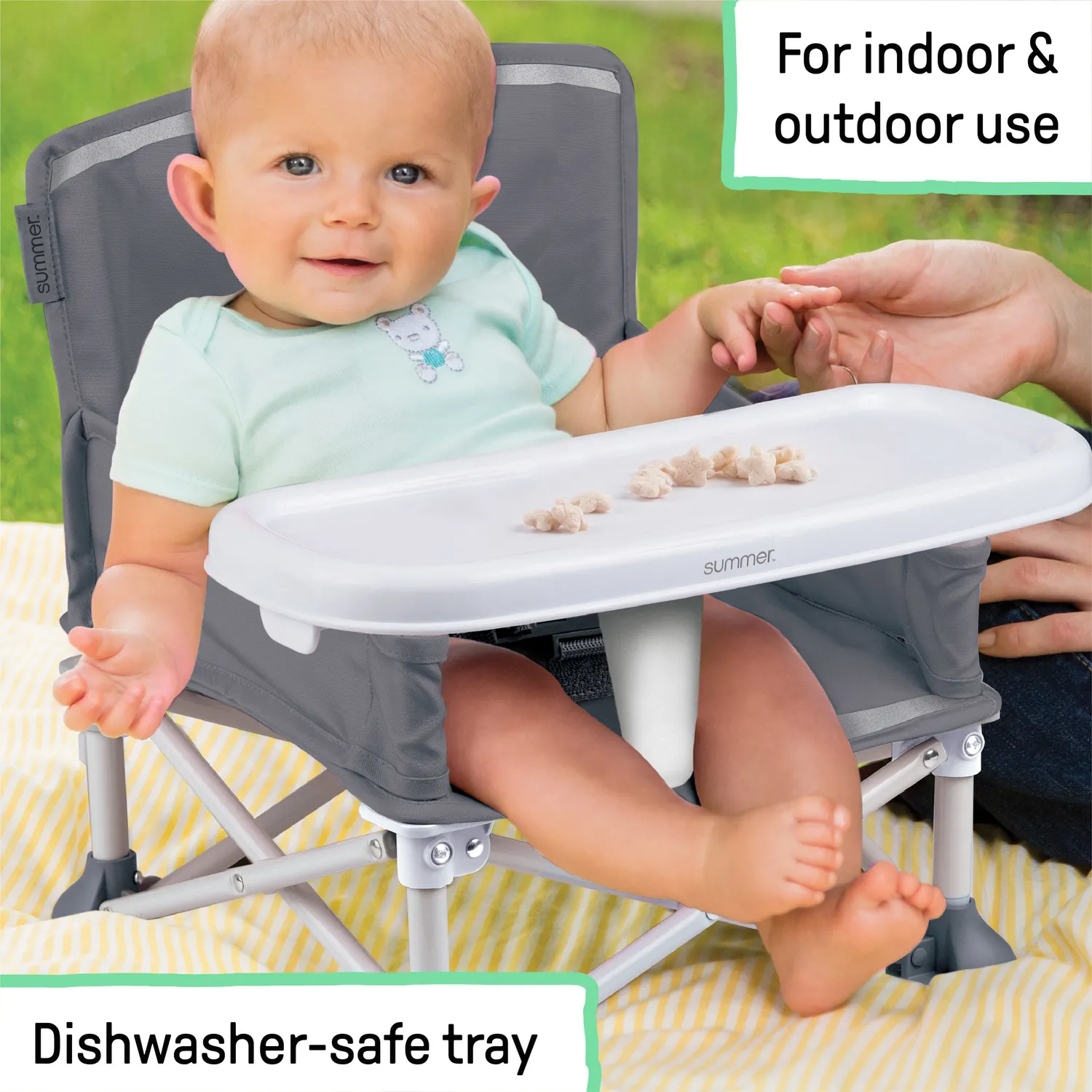 Summer Pop N Sit Booster grau Sitzerhöhung Tablett