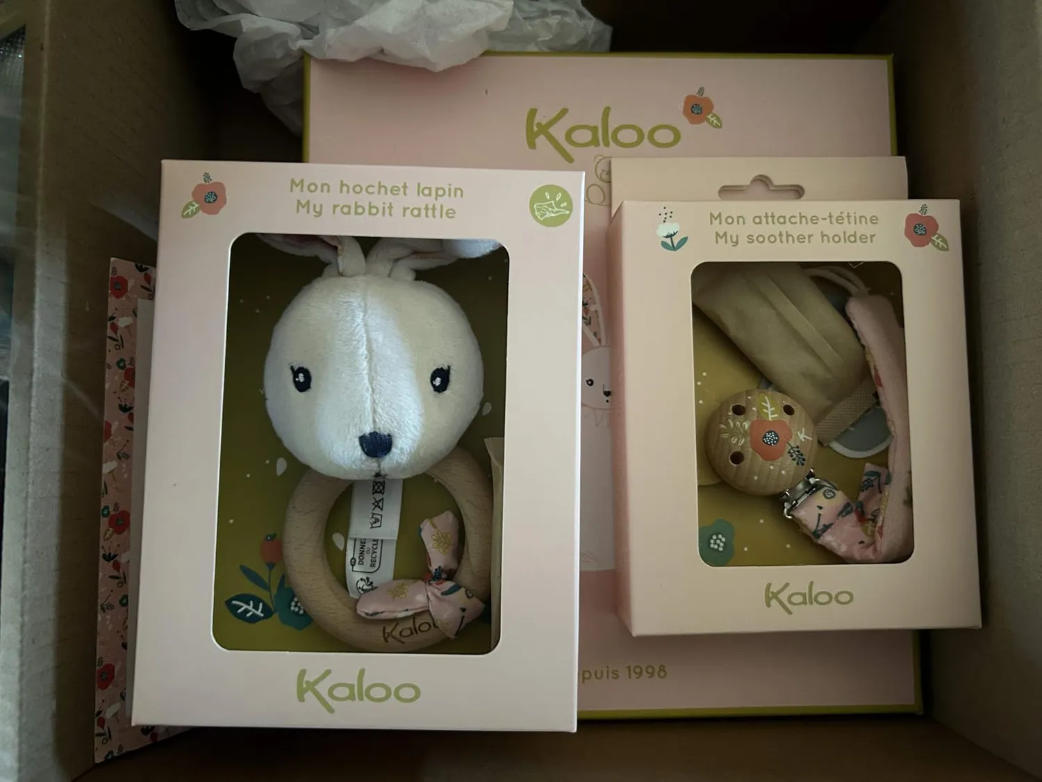 Kaloo K'Doux Geschenkset Hase 3-teilig Taubendruck