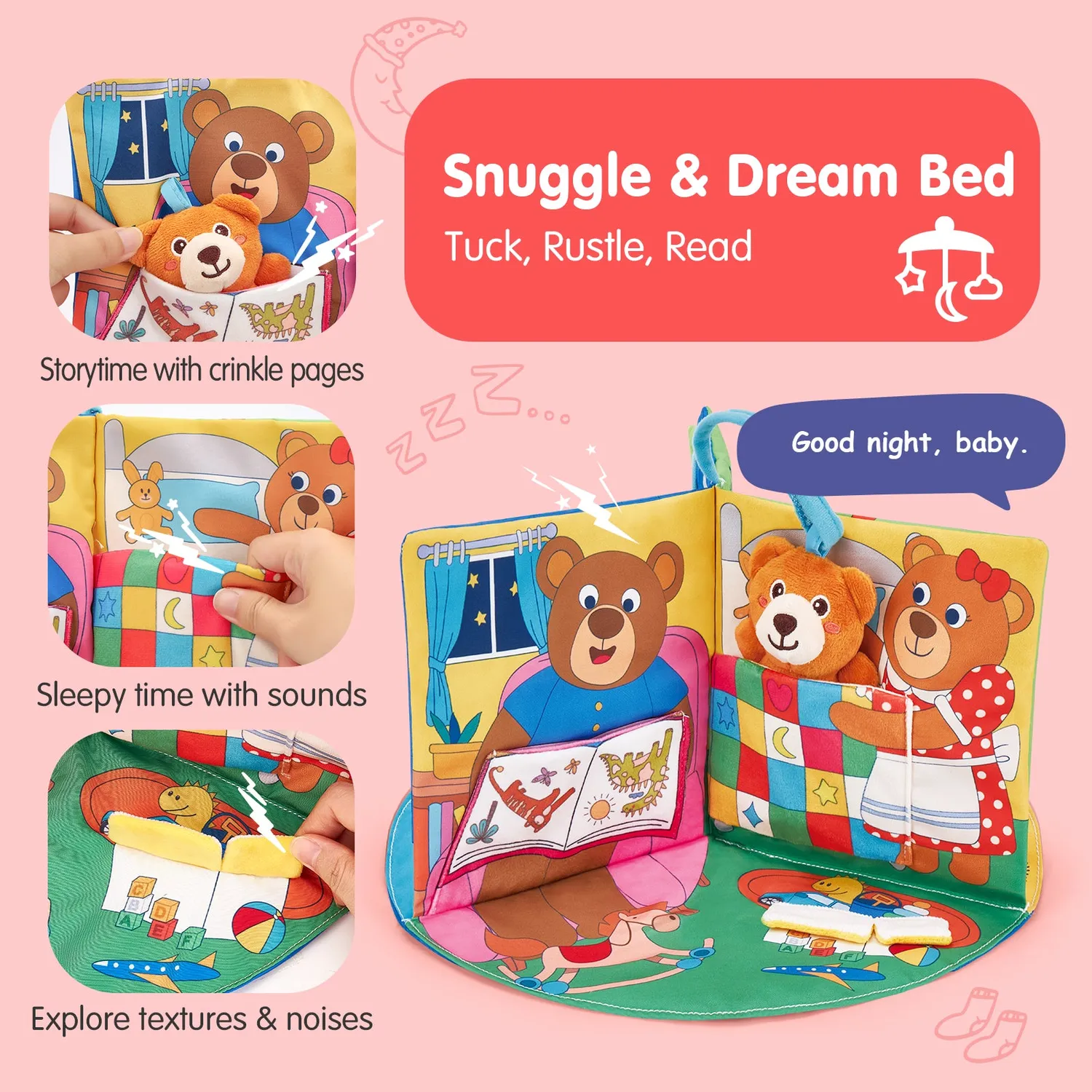 hahaland Touch and Feel Activity-Buch 3-in-1 Babybuch