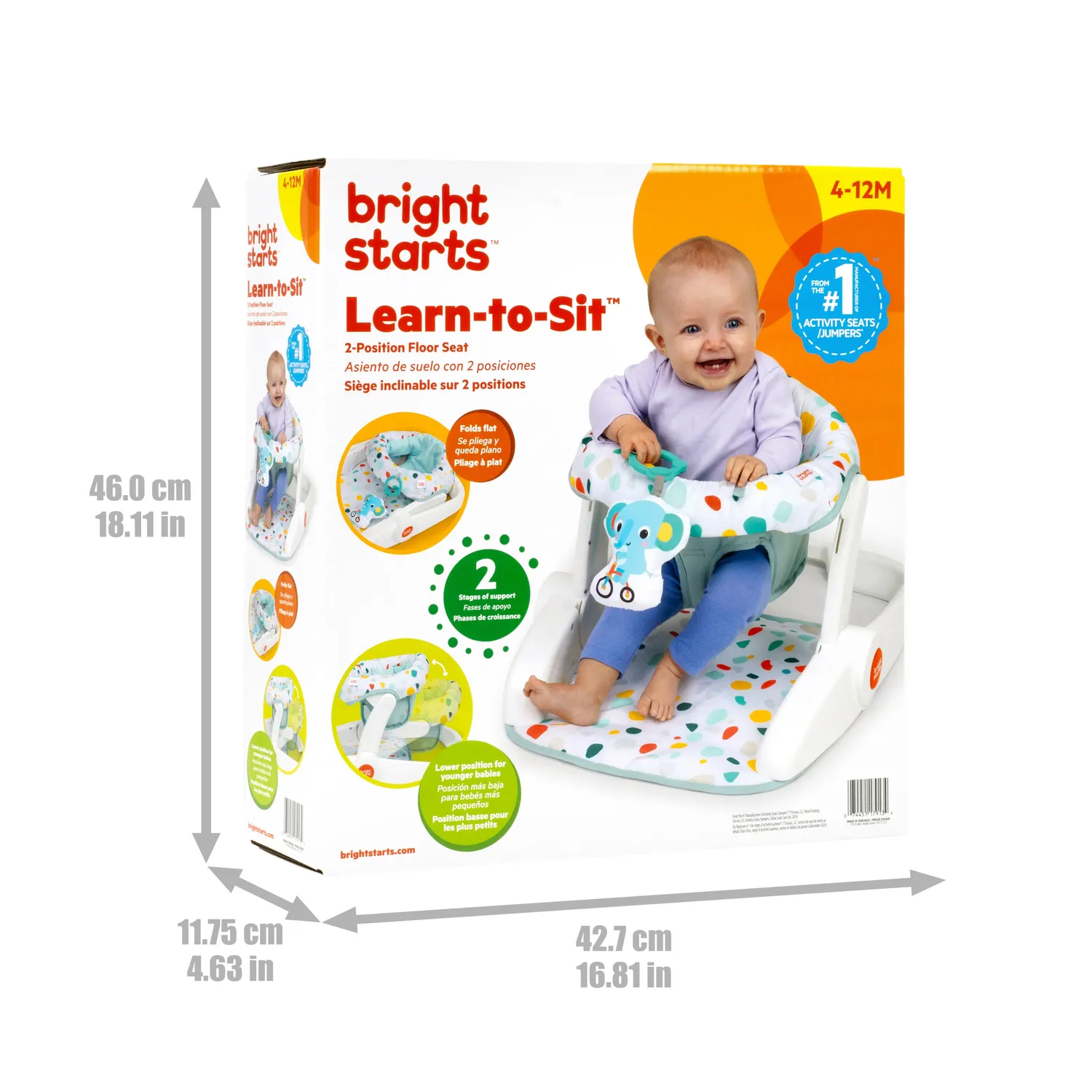 Bright Starts Learn-to-Sit 2-Position Babysitz mit Elefant