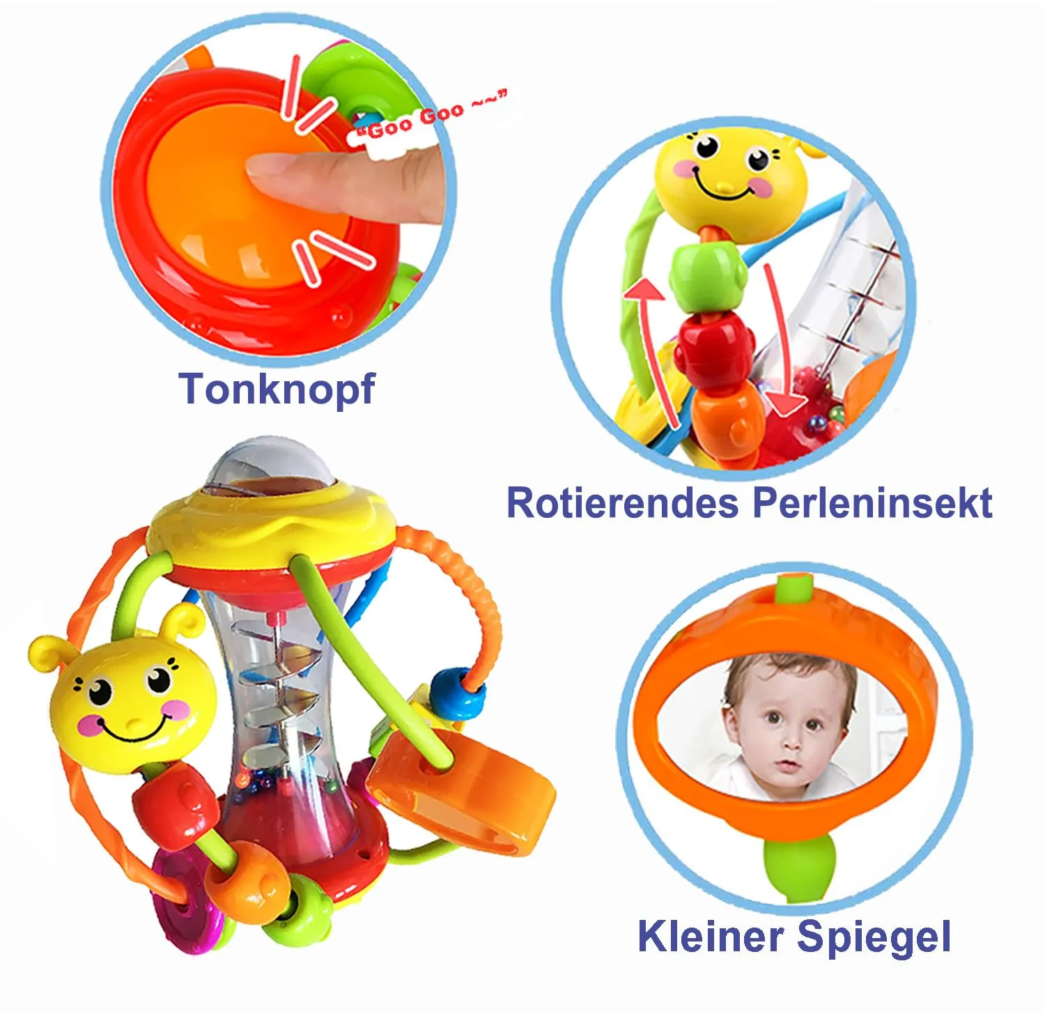 HOLA Greifball Motorikball Rassel 15,5 cm bunt