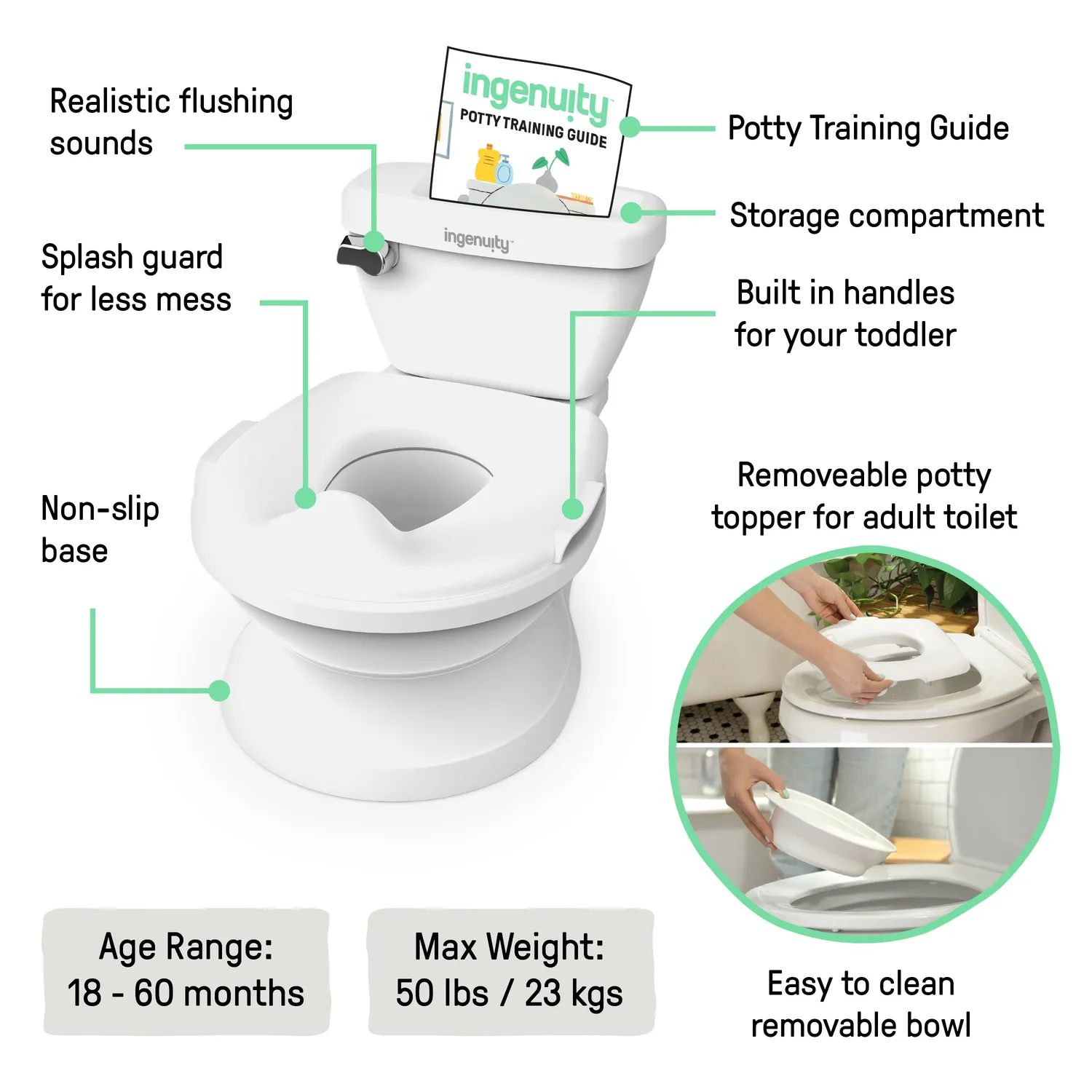 Ingenuity My Size Potty Pro Lerntöpfchen Weiß