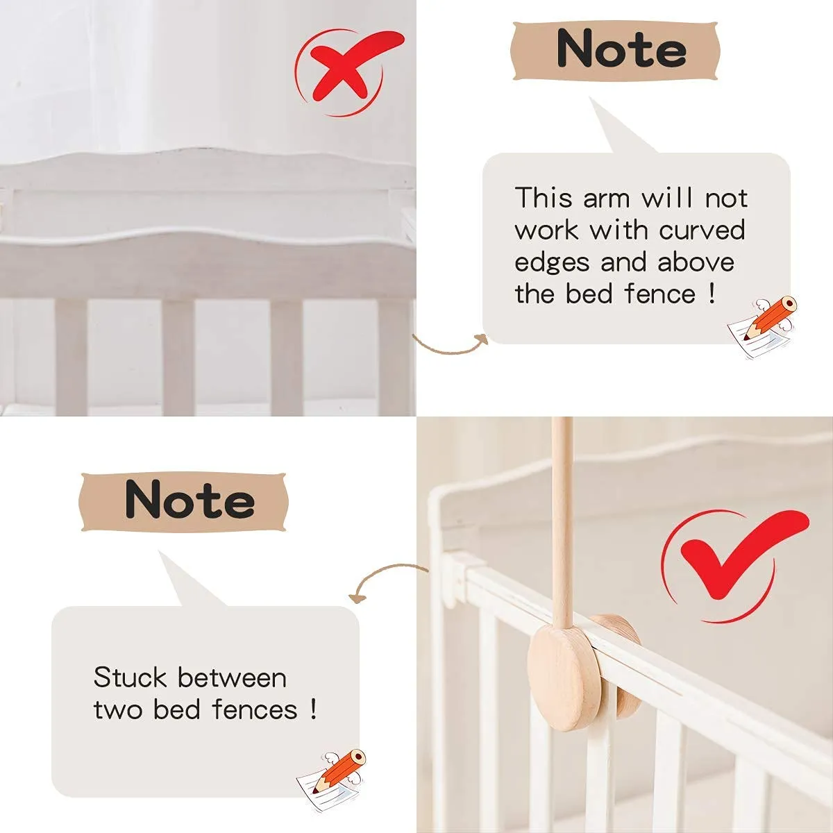 let's make Mobile-Halter Holz rund für Babybett