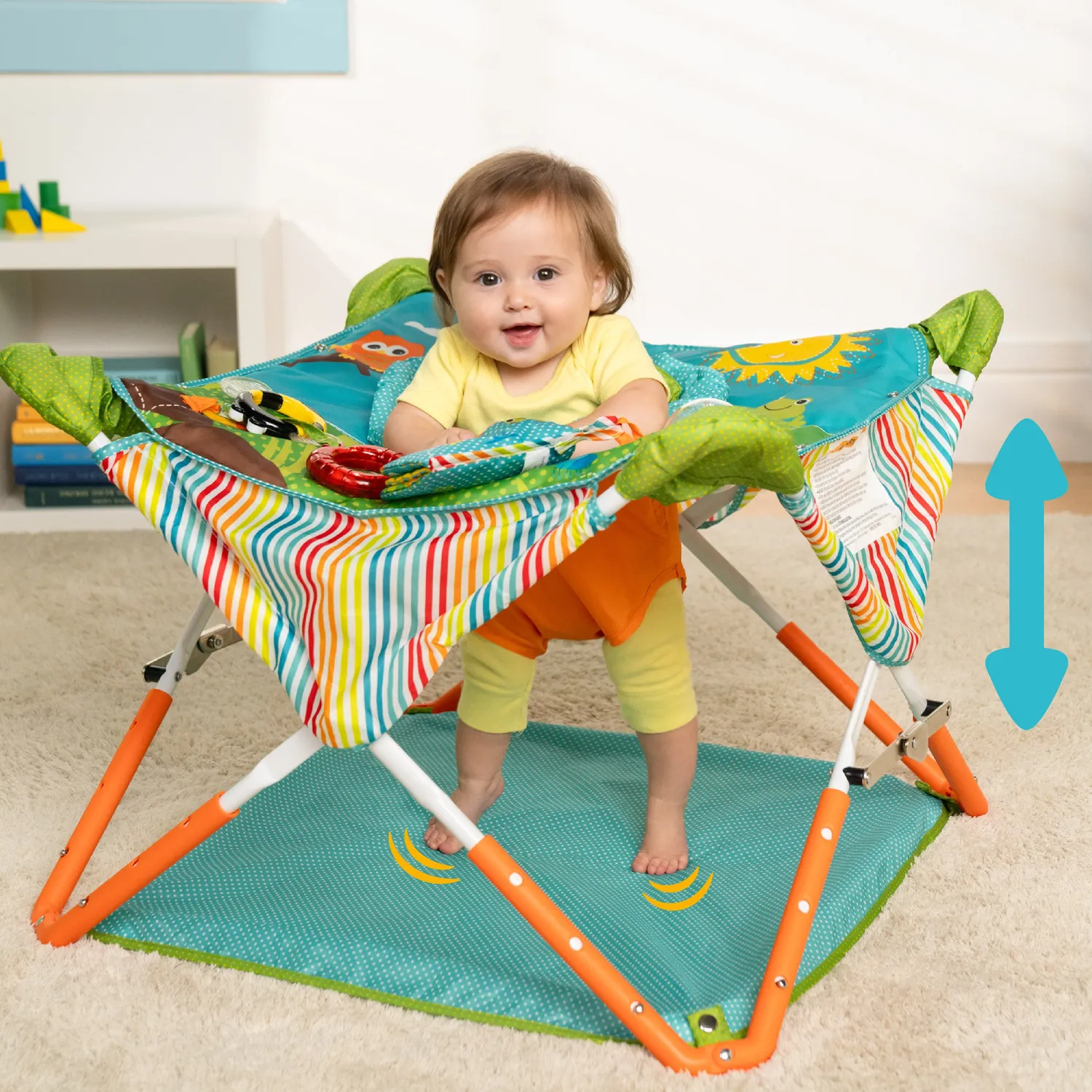 Bright Starts Pop N Jump Hüpfsitz Owl Forest mit Dach