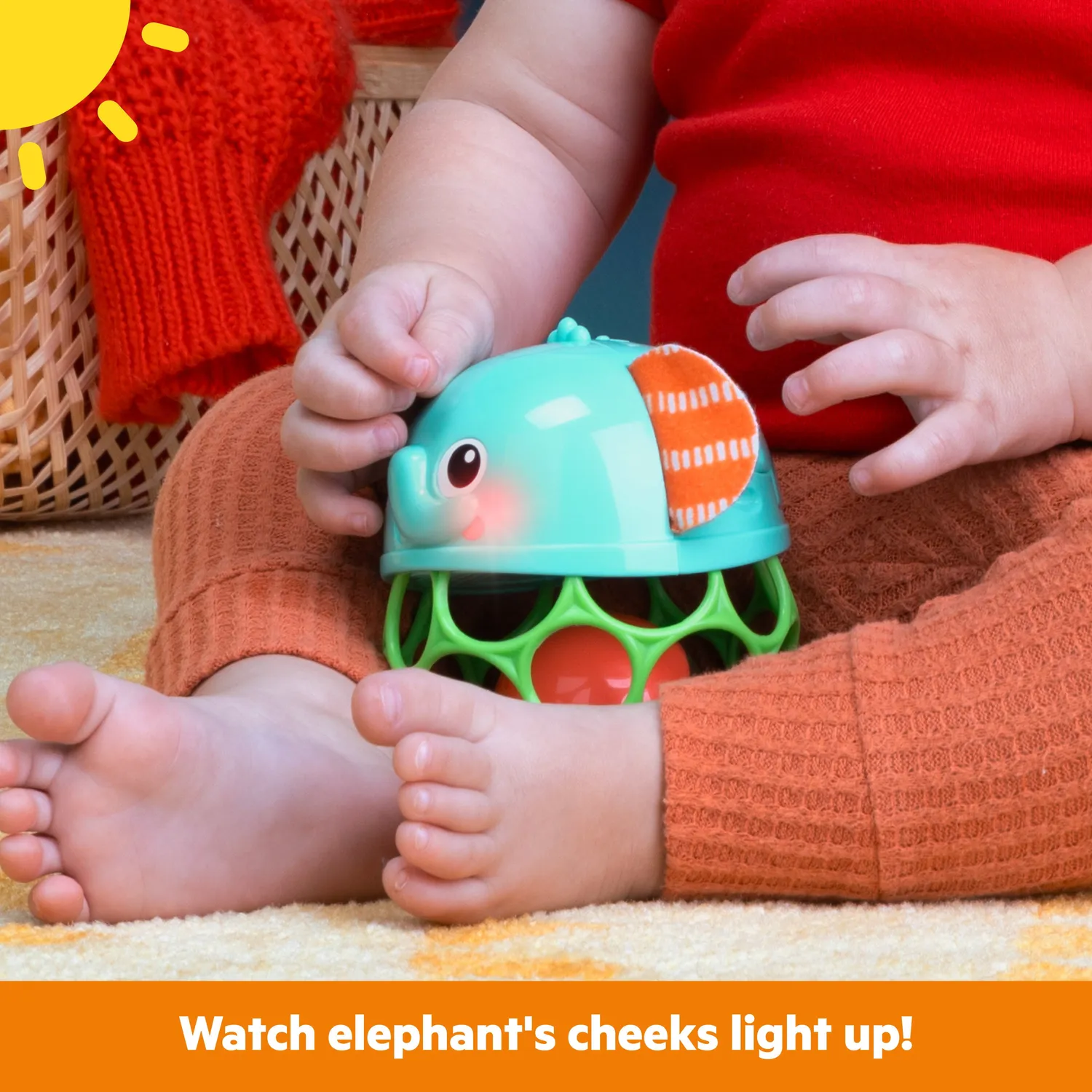 Bright Starts Giggle & Glow Elefant Rassel mit Licht