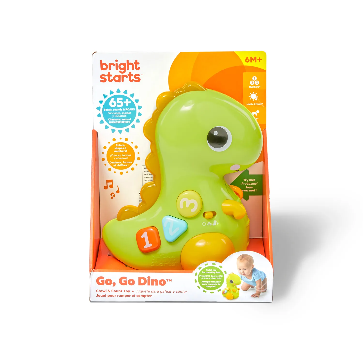 Bright Starts Go Go Dino Krabbelspielzeug Licht Musik