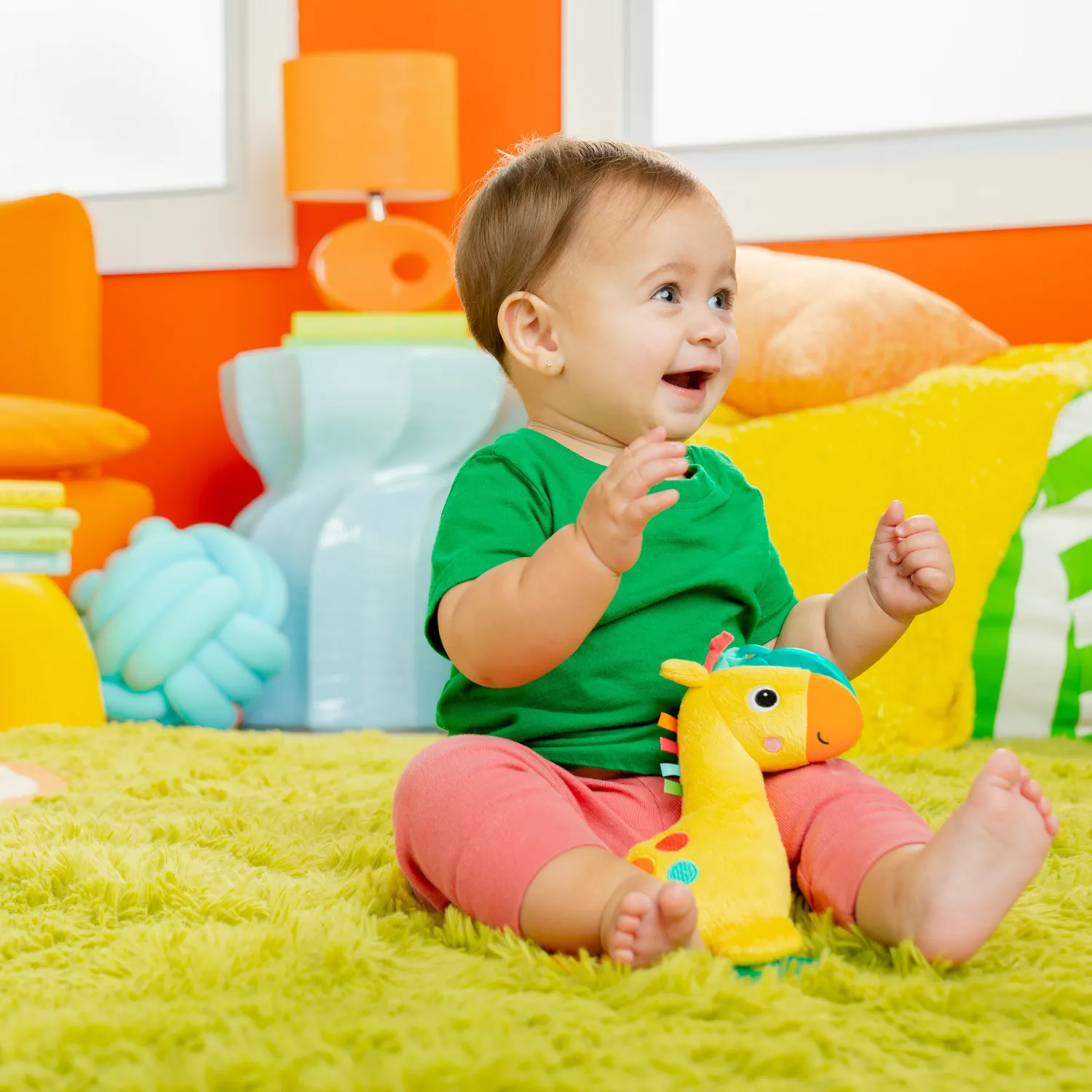 Bright Starts Safari Soother Rassel mit Beißring Giraffe