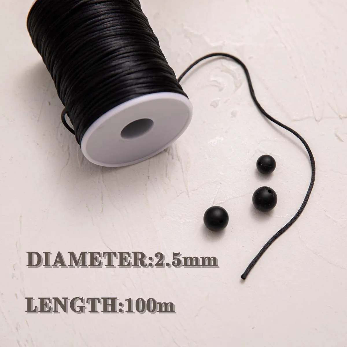 let's make Satinschnur Schwarz 100 m Schmuckband