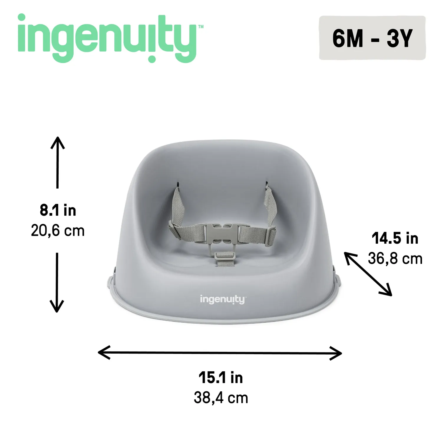 Ingenuity My Spot Sitzerhöhung Grau abwaschbar Gurt