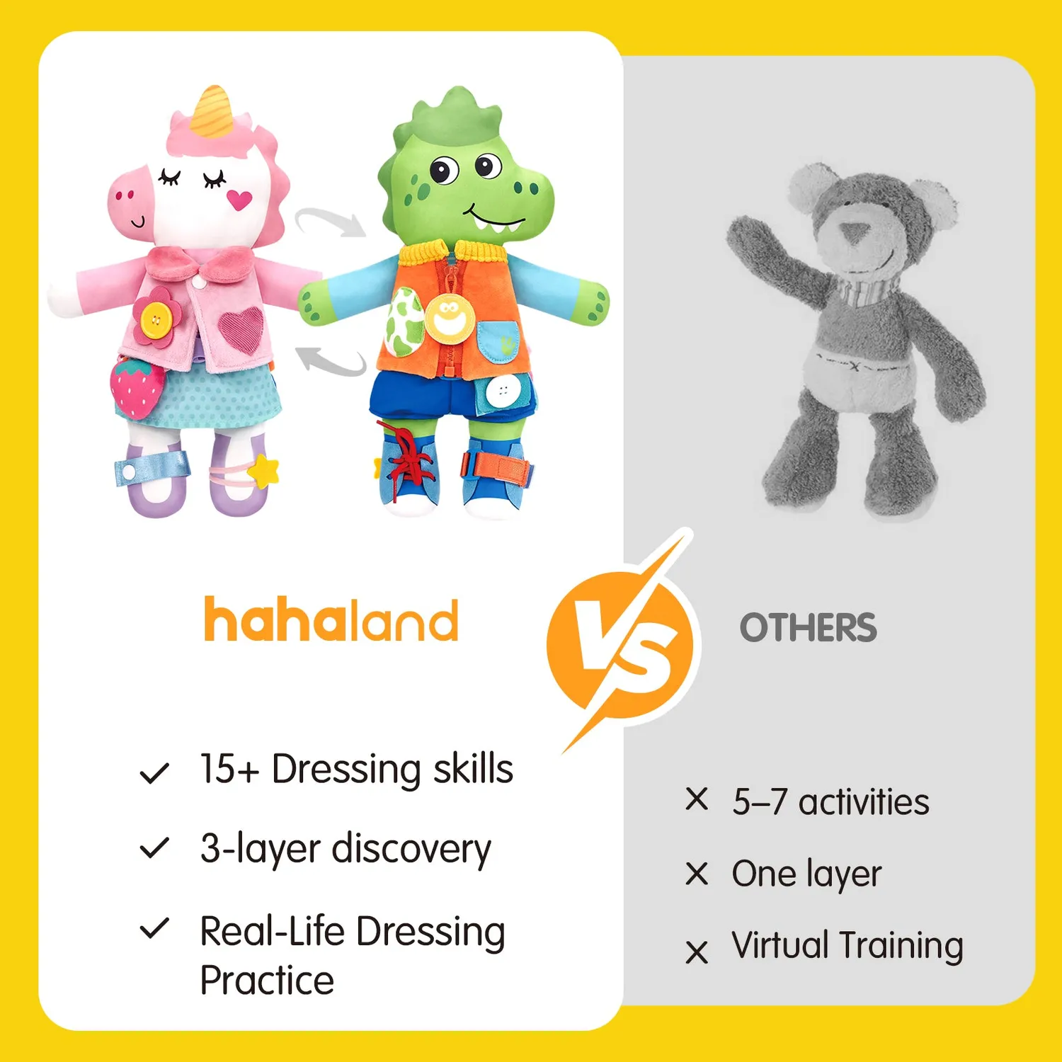 hahaland 2-in-1 Montessori Busy Doll Wendepuppe