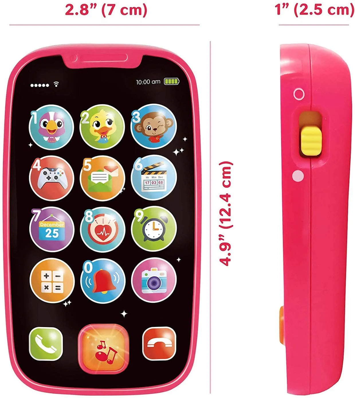 HOLA Lernhandy rosa Lerntelefon mit Licht Musik