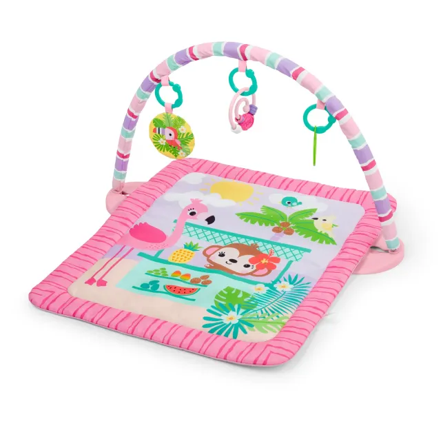 Bright Starts Pink Palms Tiki Spieldecke mit Spielbogen rosa 3in1