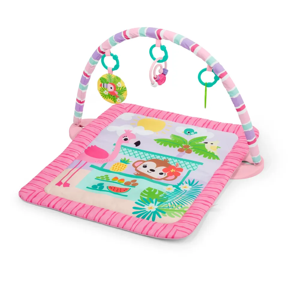 Bright Starts Pink Palms Tiki Spieldecke mit Spielbogen rosa 3in1