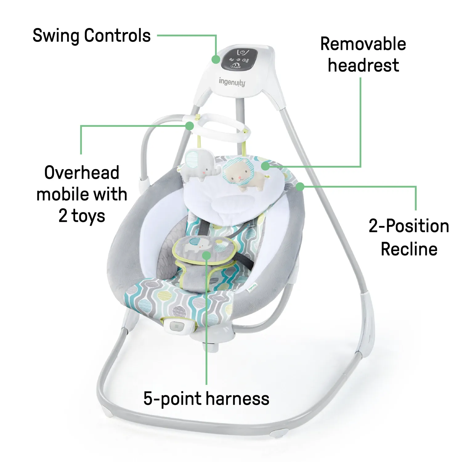 Ingenuity SimpleComfort Babyschaukel Everston drehbar weißes Rauschen