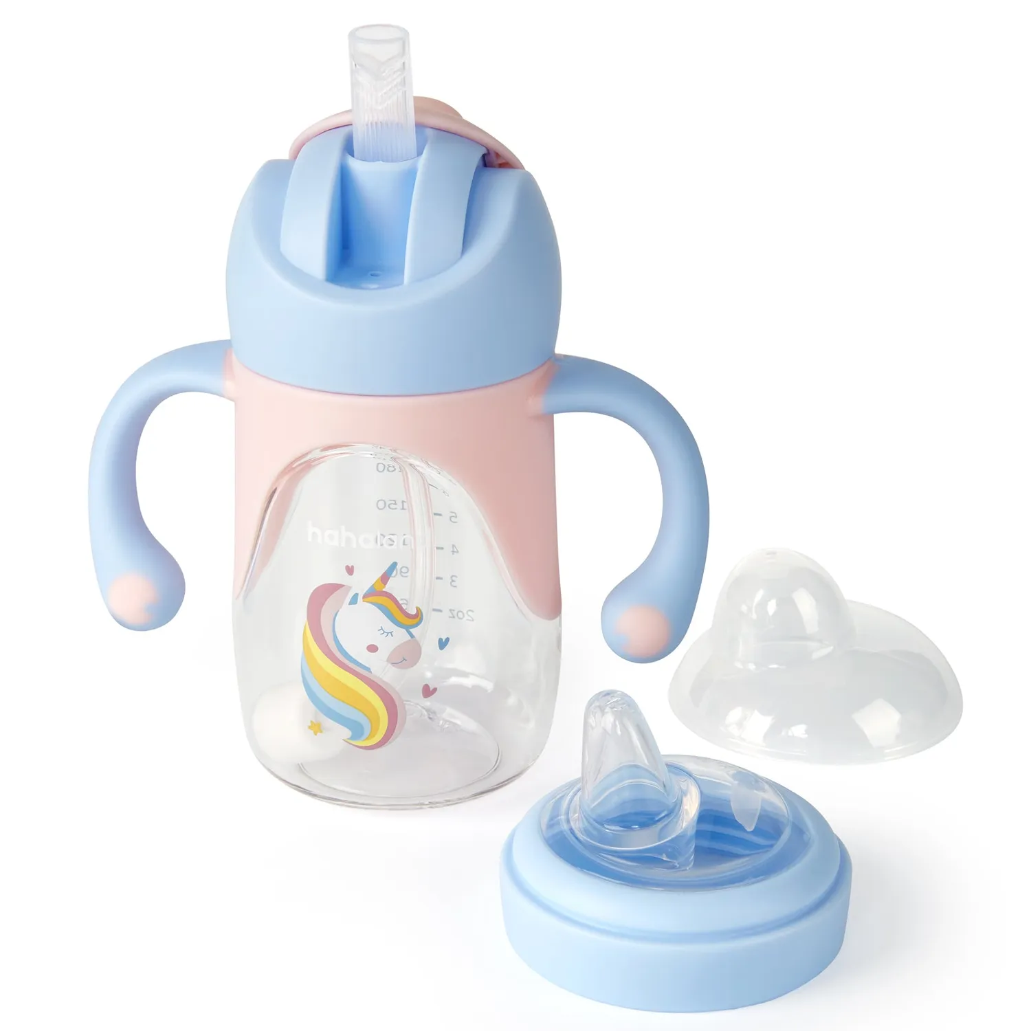 hahaland Trinkbecher Einhorn Pink mit Strohhalm