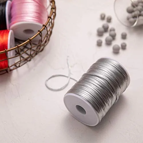 let's make Satinschnur Bastelschnur Grau 100 m 2,5 mm