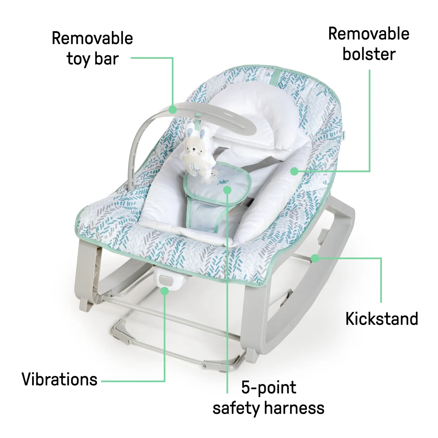 Ingenuity Keep Cozy 3-in-1 Babywippe Spruce mit Vibration