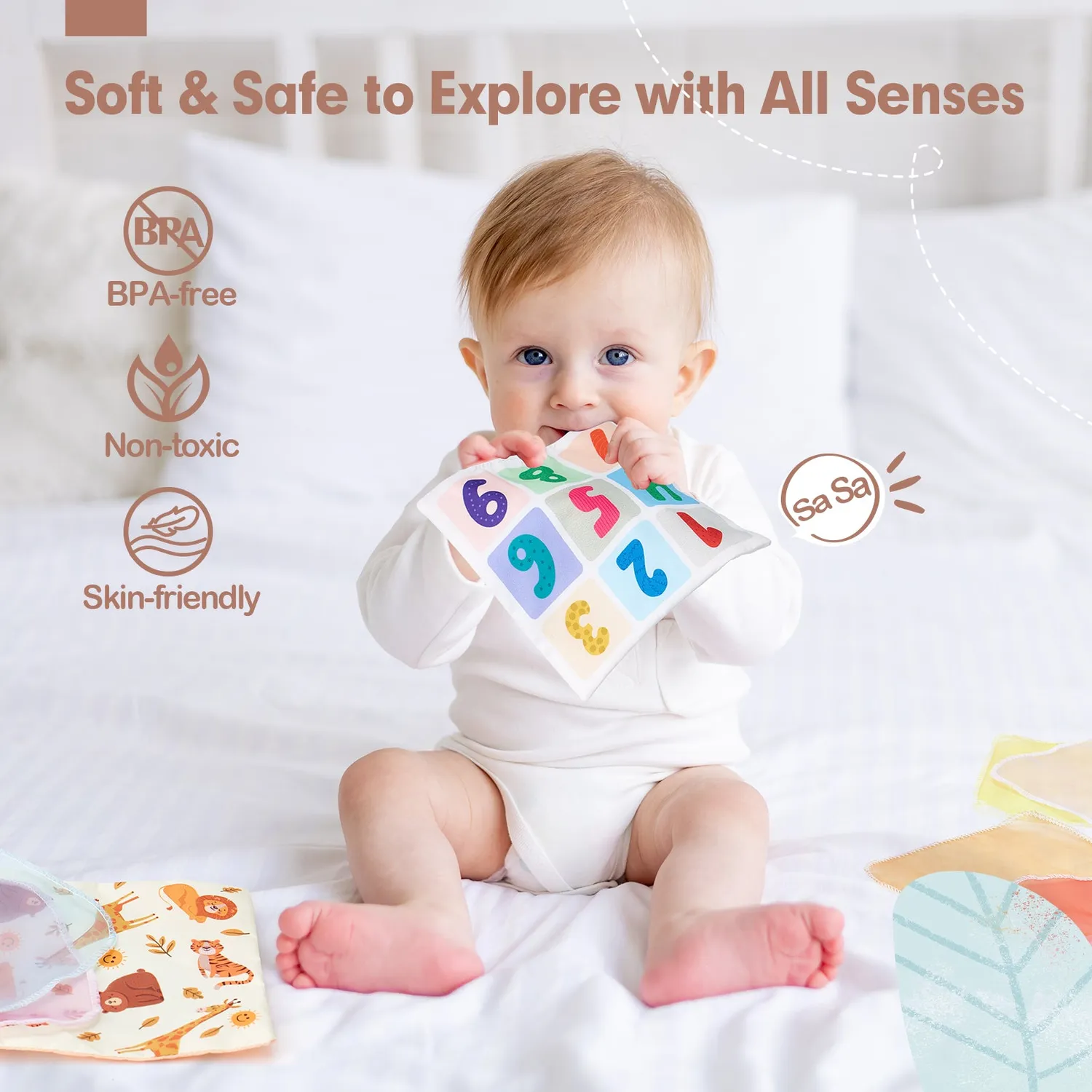hahaland Taschentuchbox Baby Sensorik Spielzeug mit Tüchern